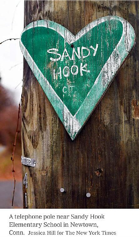 Telephone pole near Sandy Hook Elementary School in Newtown, CT, Jessica Hill For the New York Times
