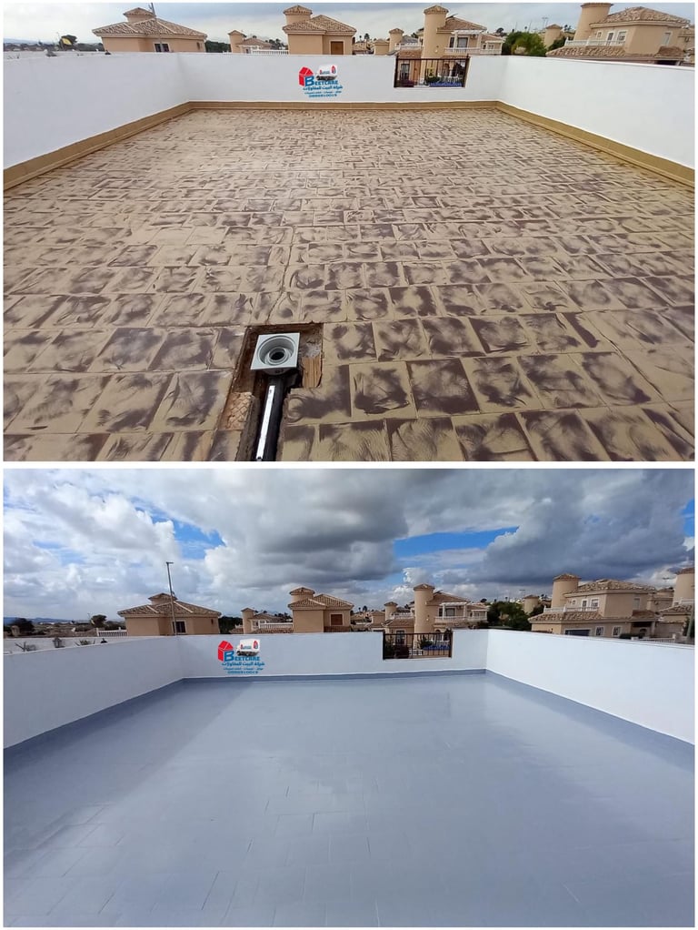 عزل السطح قبل وبعد البيت للعوازل