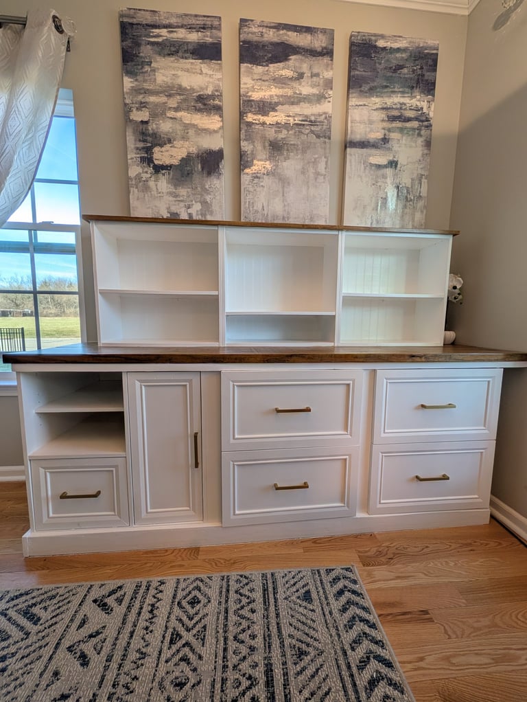 Custom office bookshelf built-in with storage Dayton OH