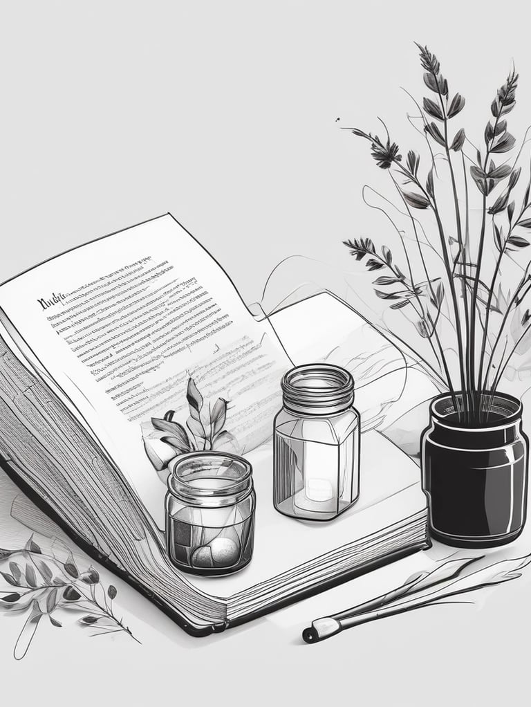 Black-and-white line illustration of Preethi Sukumaran, calm and thoughtful, embodying simplicity and grace.