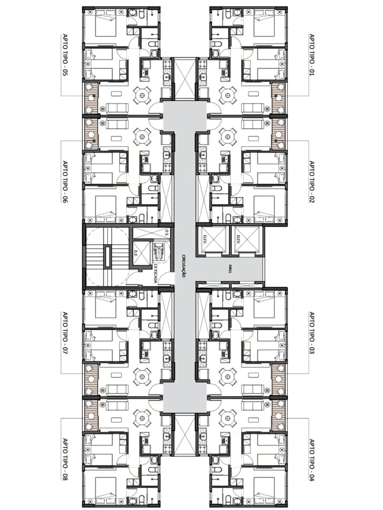 planta baixa de uma das torres do condomínio