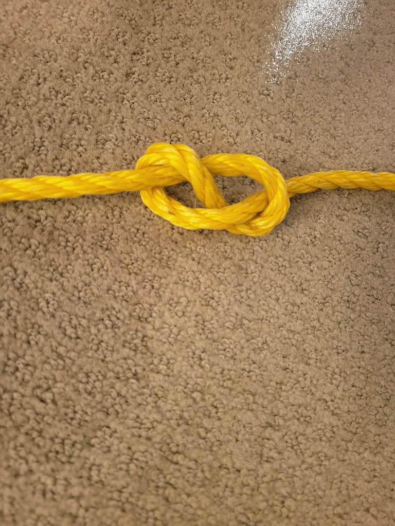 Figure 8 stopper knot in yellow p-line