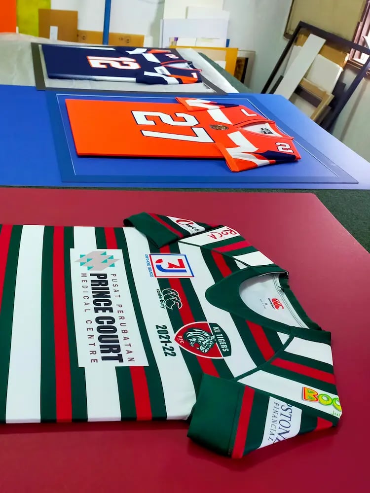 Sport Jerseys with perfectly matched colored window mats and backings