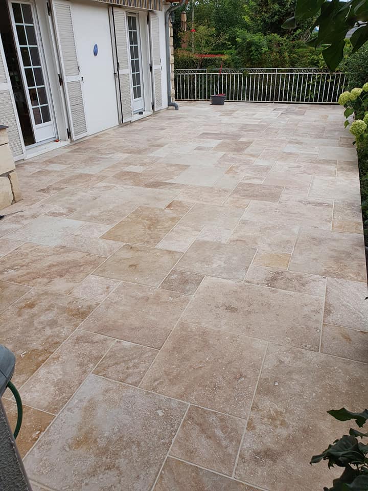 terrasse en travertin normandie