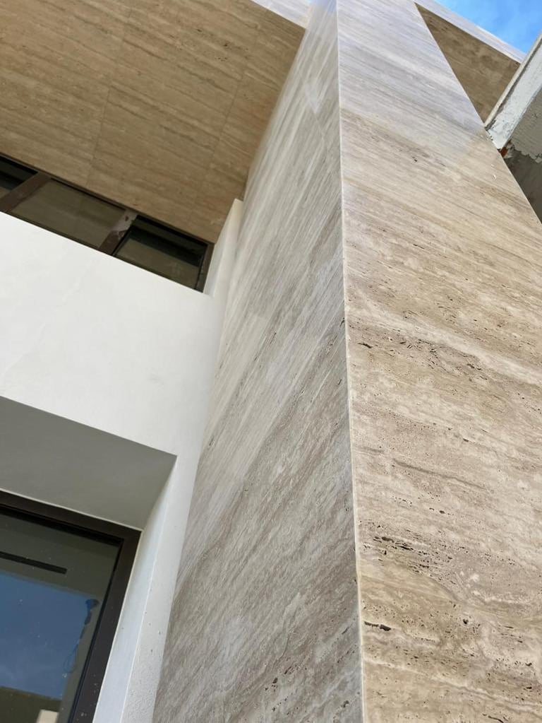 Travertine for facades Classico light natural Italian stone