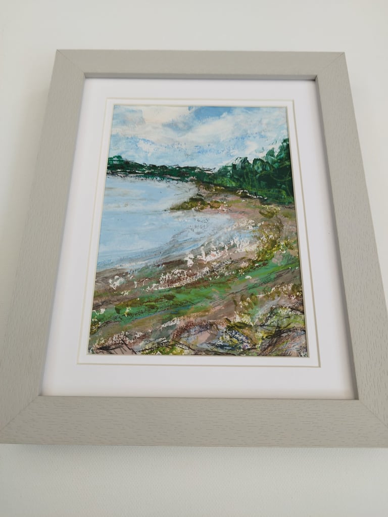 Lat e Summer at Bewl Water, 26 x 21 cm, acrylic and oil pastel on paper