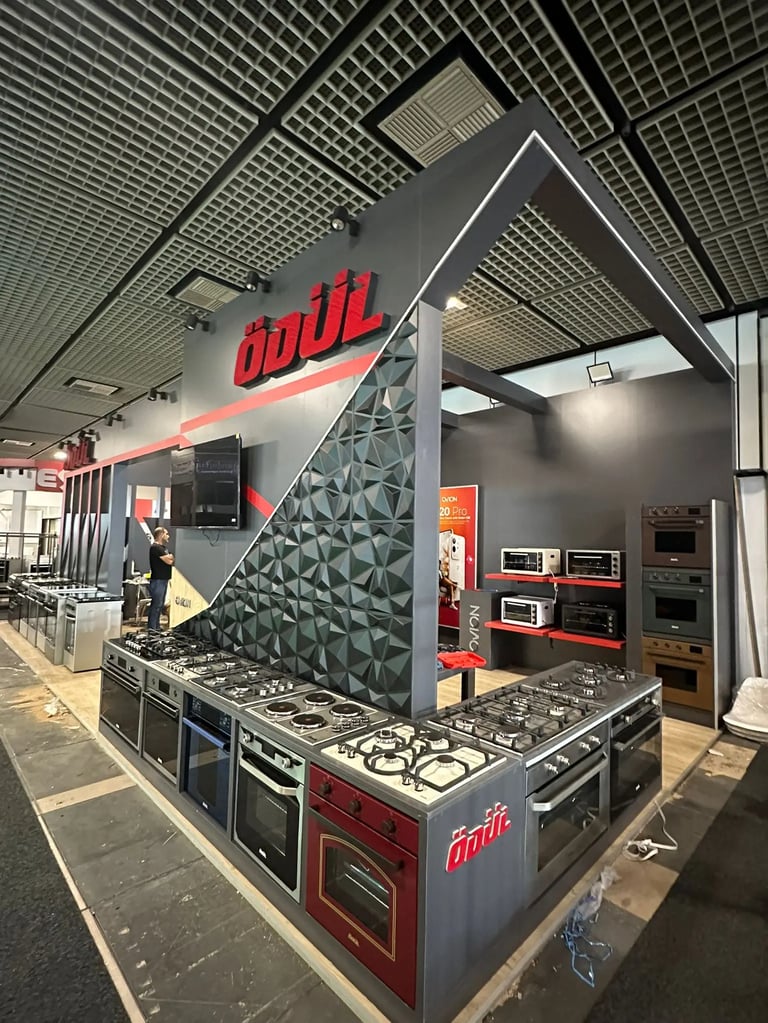 Ödül Metal Goods exhibition booth at IFA Berlin 2025 with illuminated pillars 