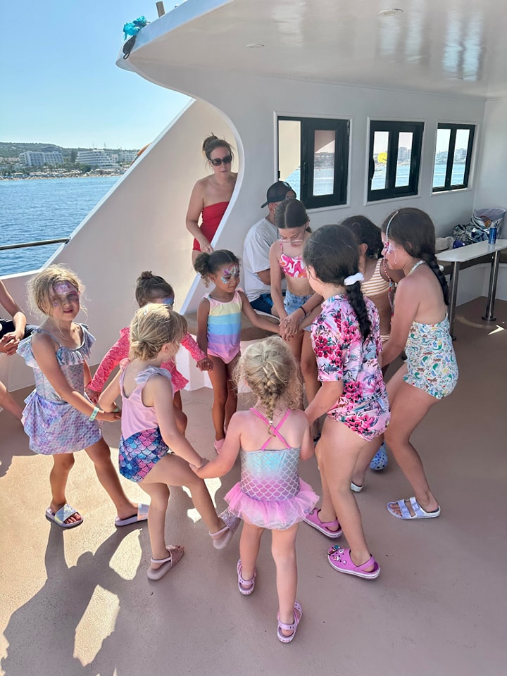 Children taking part in activities on a family boat tour in Cyprus