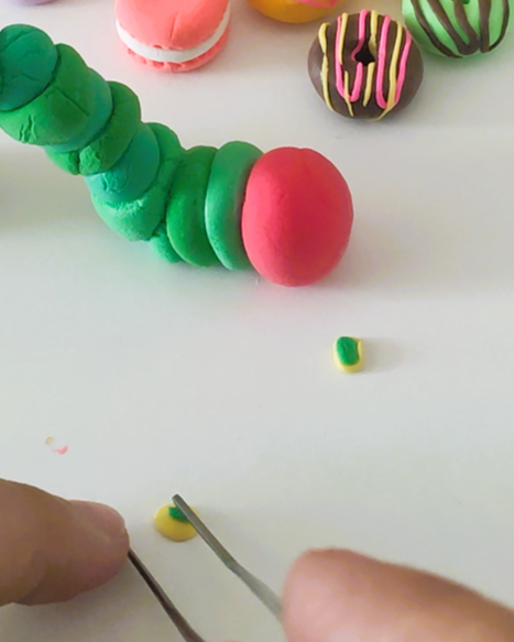 Eyes of very hungry caterpillar air-dry clay