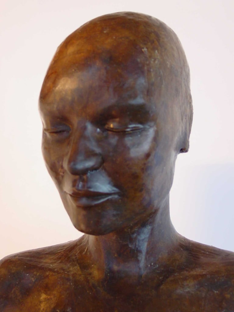 detail of wax face on model