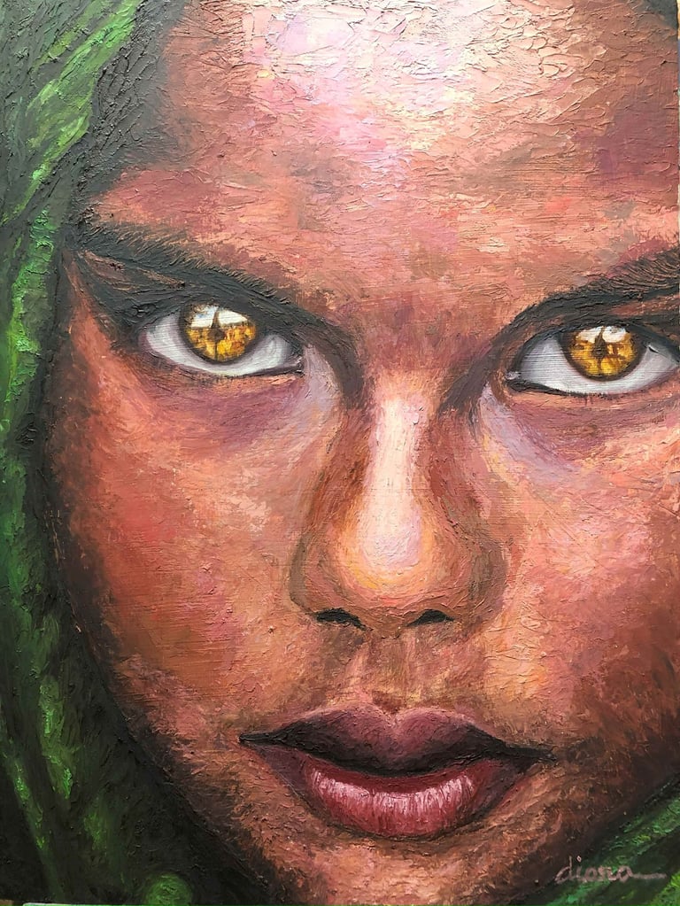 A unique oil painting during tough times! Feel the soul in a portrait of a Bangladesh girl