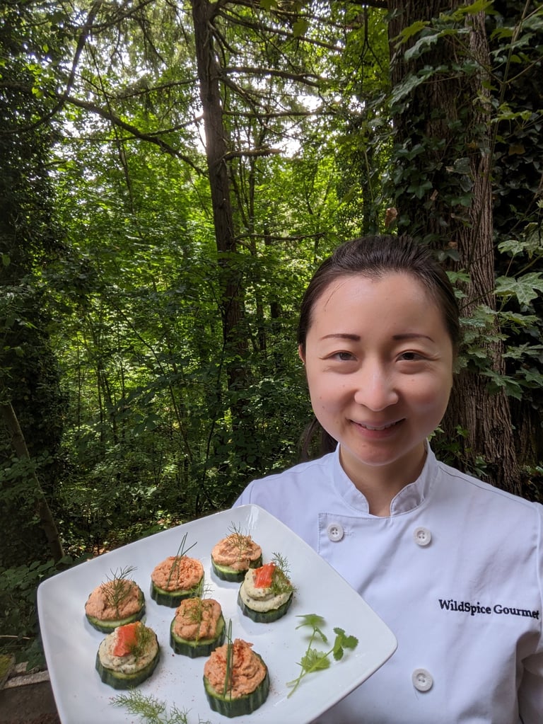 Chef Mia Salmon Canapes Farm to table dining Dairy- glutenfree private personal chef portland oregon