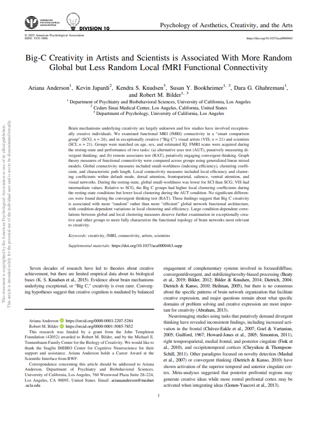 Kajian otak berkenaan kreativiti