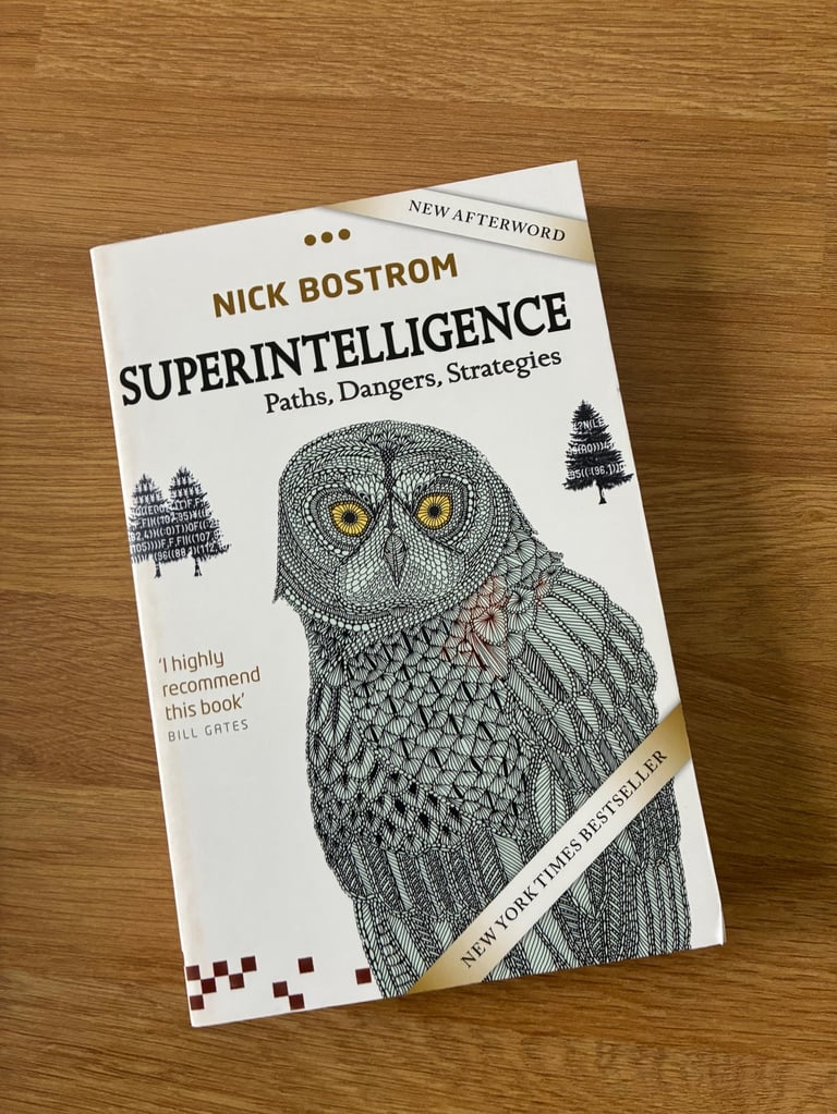 An image of the cover of Superintelligence book