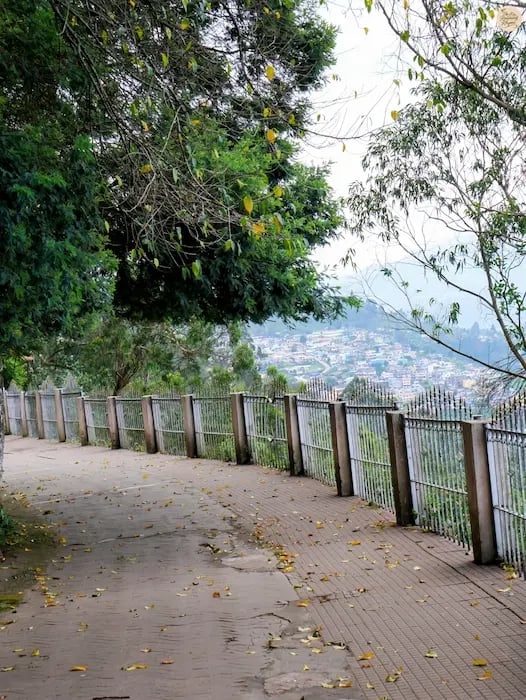 Coaker’s Walk trail with distant view of Kodaikanal town.