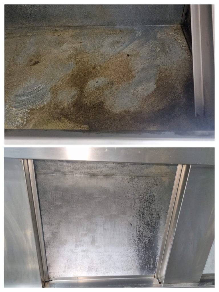 limpeza laser campana de acero inoxidable de aceite y contaminantes