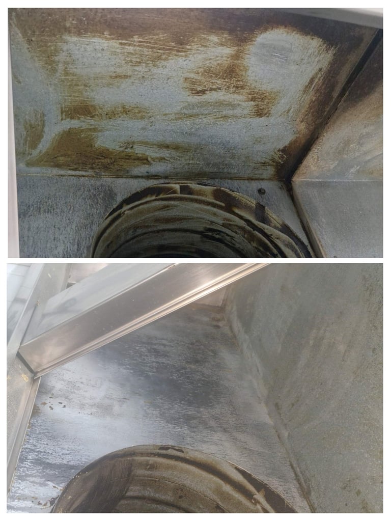 Limpieza laser de campana extractora de cocina industrial  de acero inoxidable