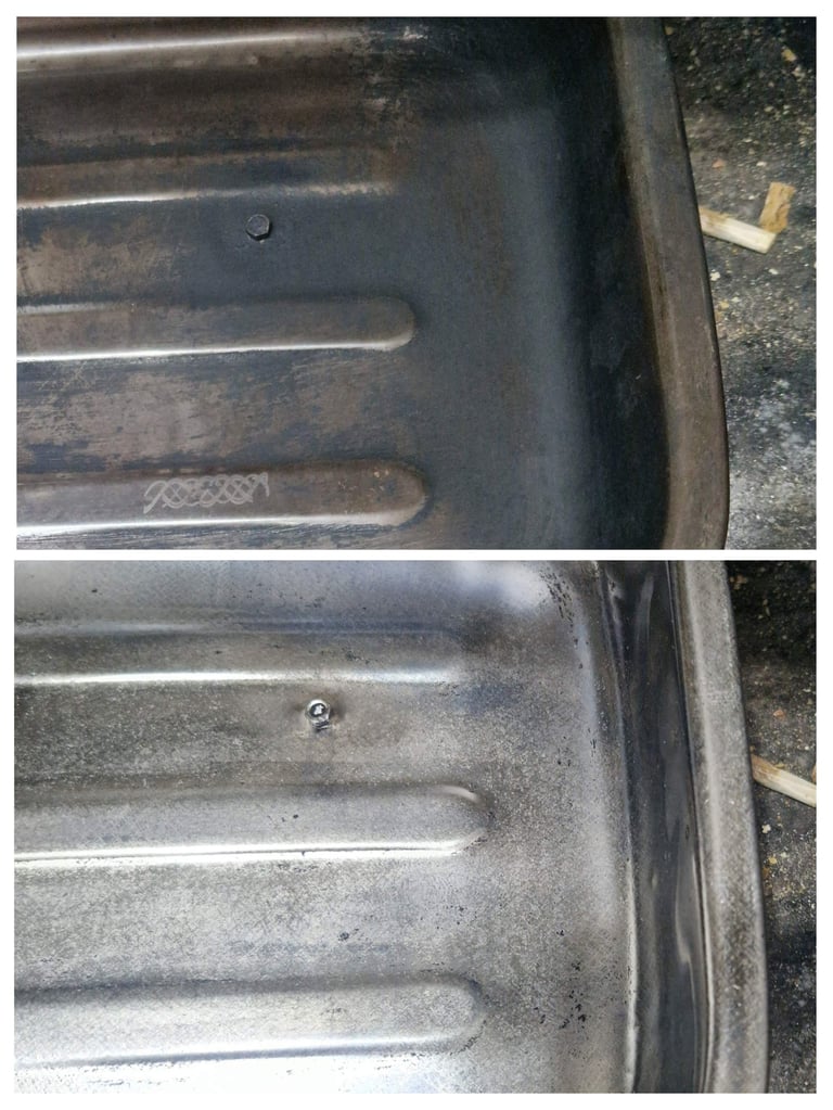 Limpieza laser de aceite en aluminio antes y resultado final