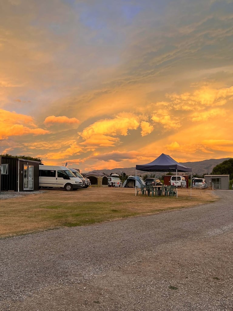 El camping en la empresa de cherries en Nueva Zelanda