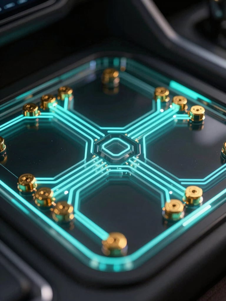 Macro close-up of a 3D glassmorphic dashboard interface, glowing neon cyan data paths, metallic gold hardware nodes, cinematic low-key lighting.
