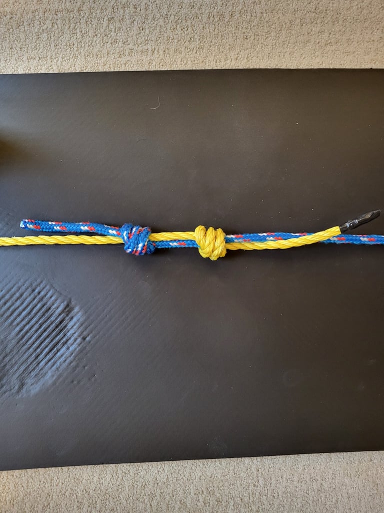 Triple Fisherman's knot, a secure bend for electricians to join two different ropes