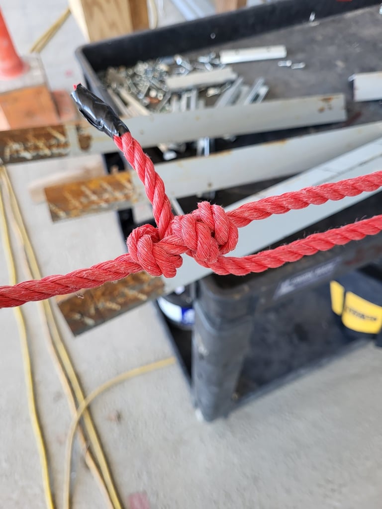 Tautline Hitch used as a construction barrier