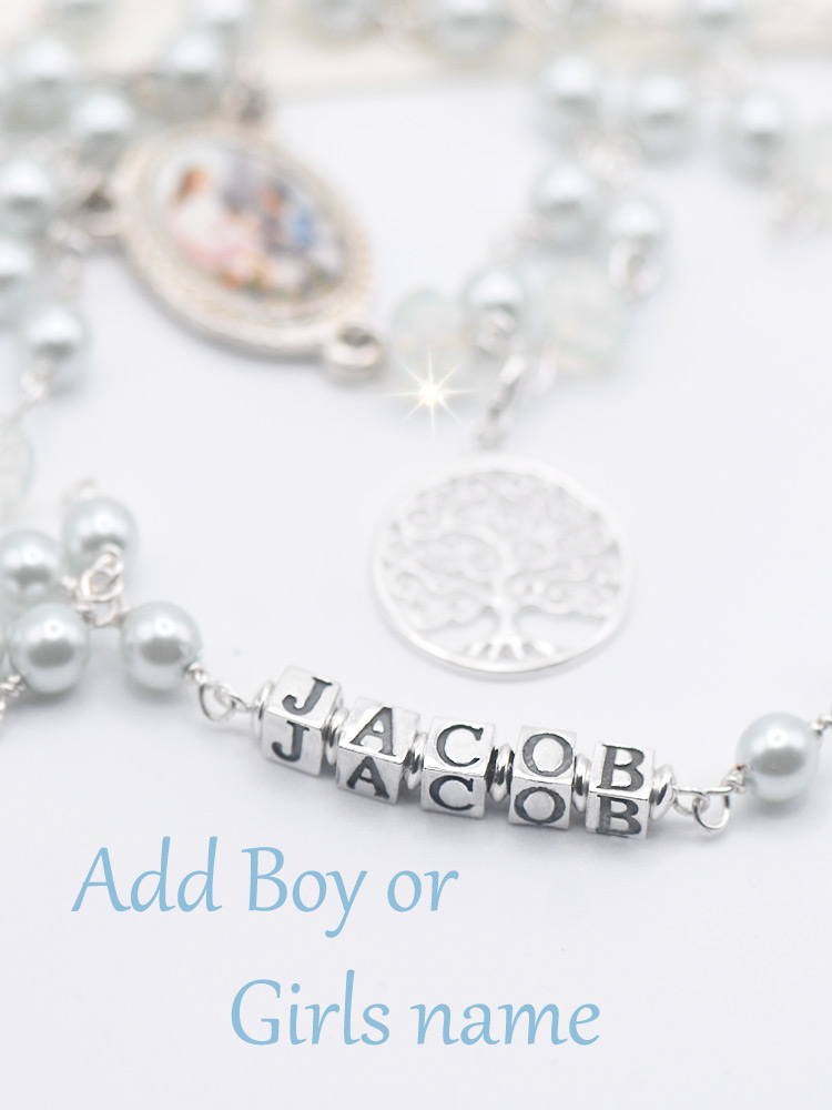 personalised first holy communion rosary beads Northern Ireland