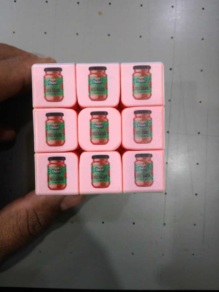 Intricate UV printing on small cubes for corporate promotional items