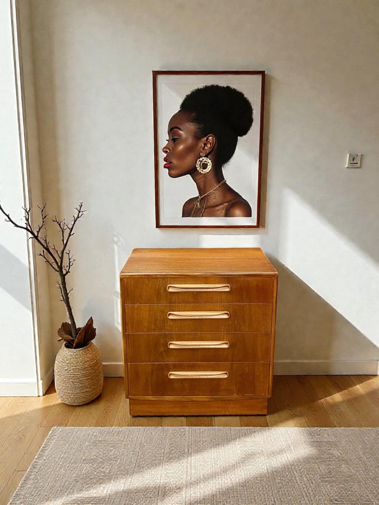 Vintage G Plan Fresco teak chest of drawers, Mid Century Modern 1960s retro design with clean lines and stylish MCM appeal