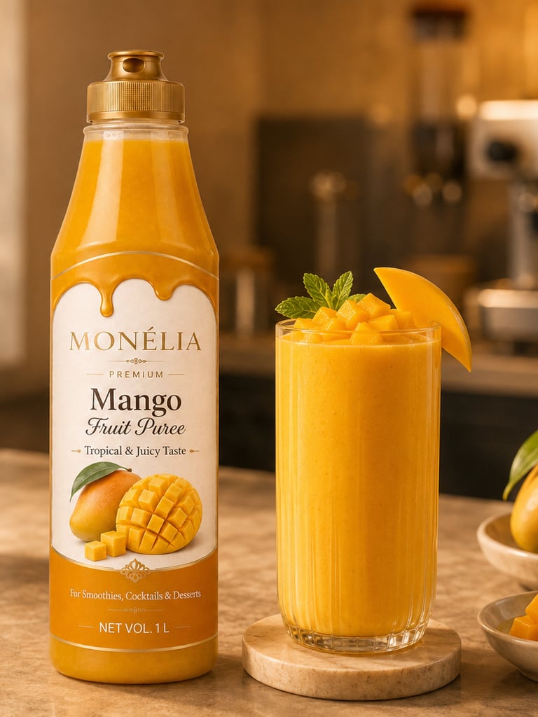MONÉLIA mango fruit puree 1 L bottle for smoothies cocktails and desserts