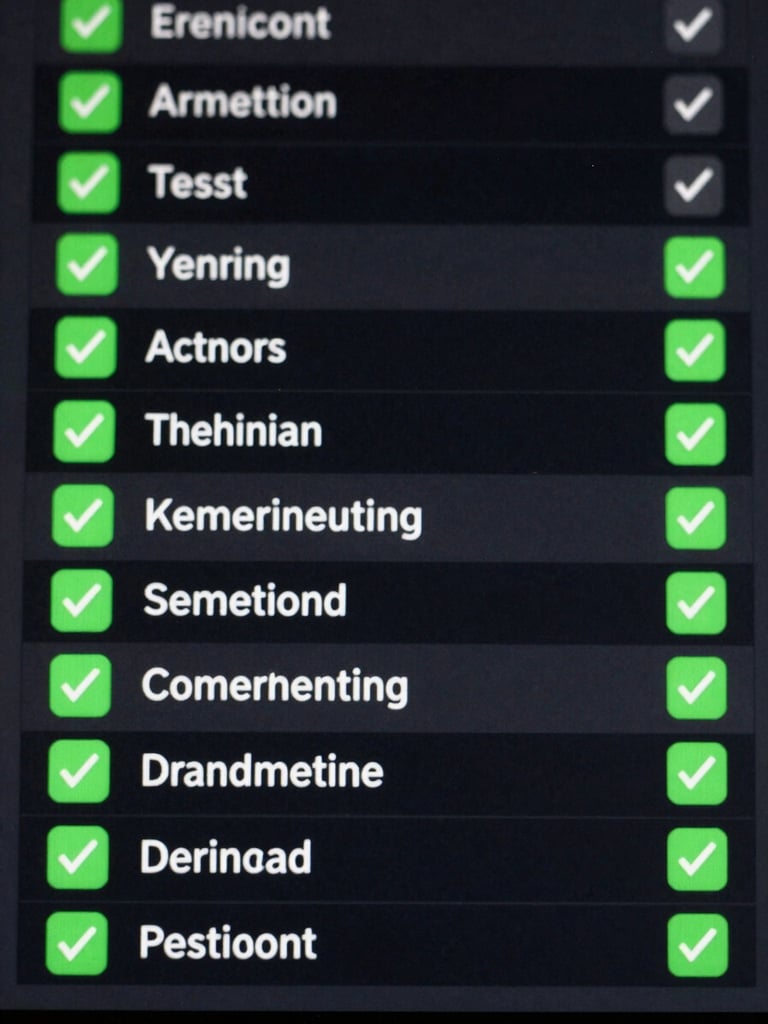 High-contrast terminal output showing a successful automated test suite execution, green checkmarks, deterministic telemetry metrics, dark mode.