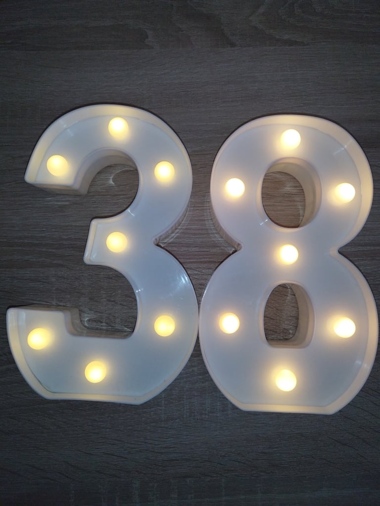 White LED marquee number light for parties, events, and home decoration.