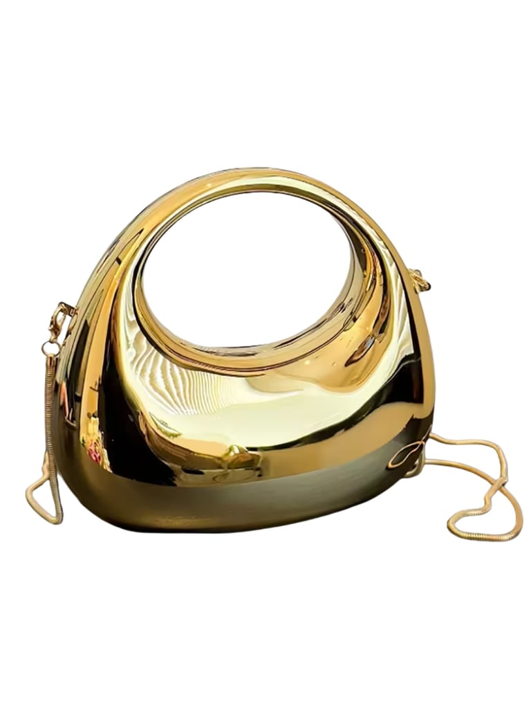 Golden Acrylic Handbag with Chain Strap – Chic Statement Evening Purse