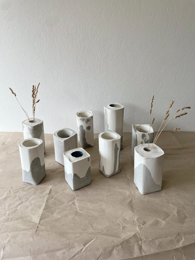 Handmade concrete vases