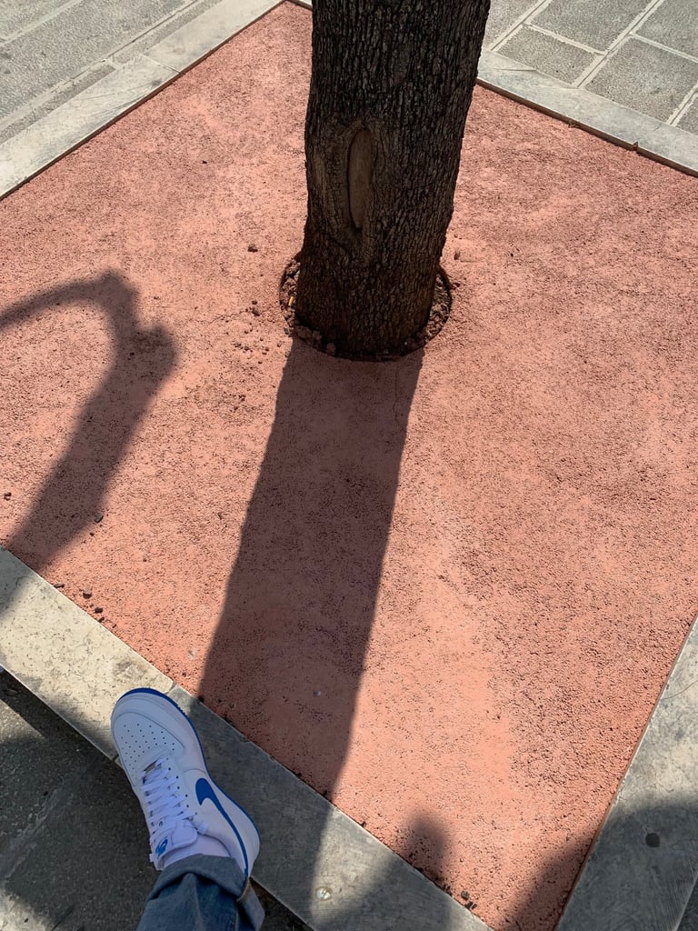 aiuola ricoperta di cemento in piazza castello a monteparano