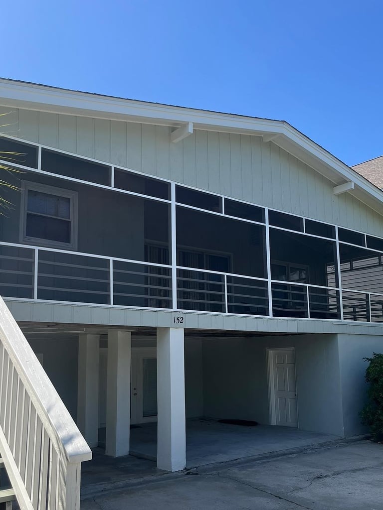 Beautiful screen porch on beach house in Charleston, SC