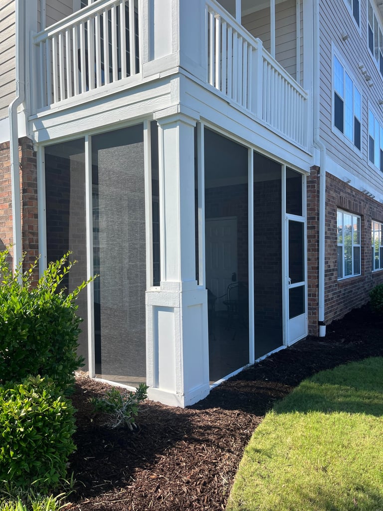Custom condo screen poch for insect protection in Charleston, SC.