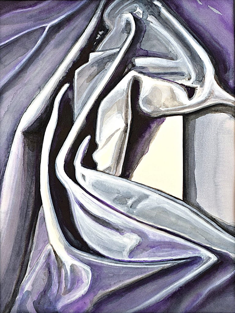 Watercolor painting of artistic drapery by Eric Stiles.