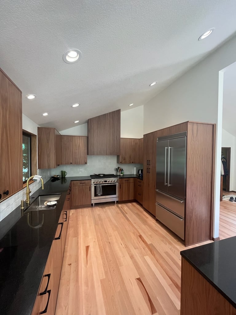 kitchen with walnut cabinets