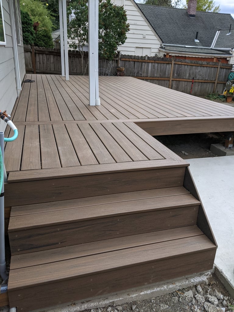 Composite Trex decking with cover