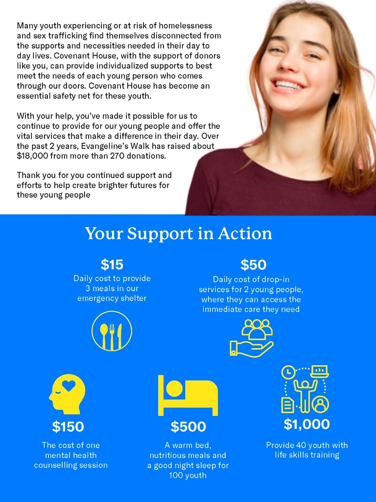 Covenant House Toronto Impact Statement for EvangelineWalks