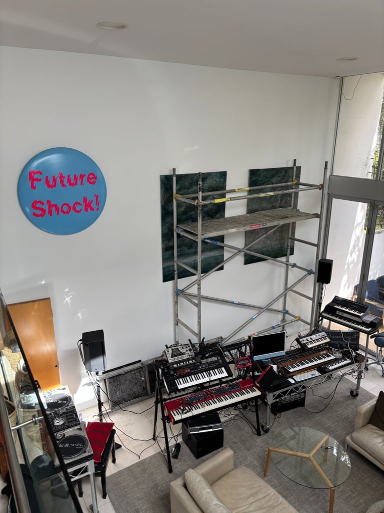 Hanging artworks at height is no issue, and can be acheived with some scaffolding we can provide. 