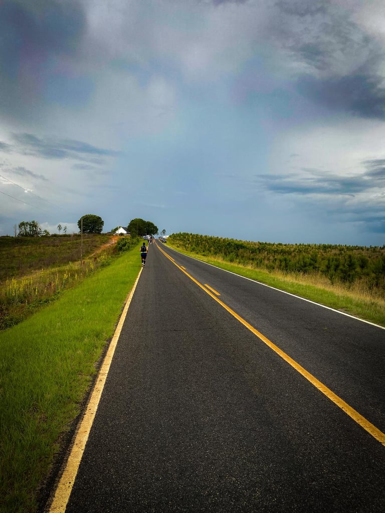Running uphill on a country road