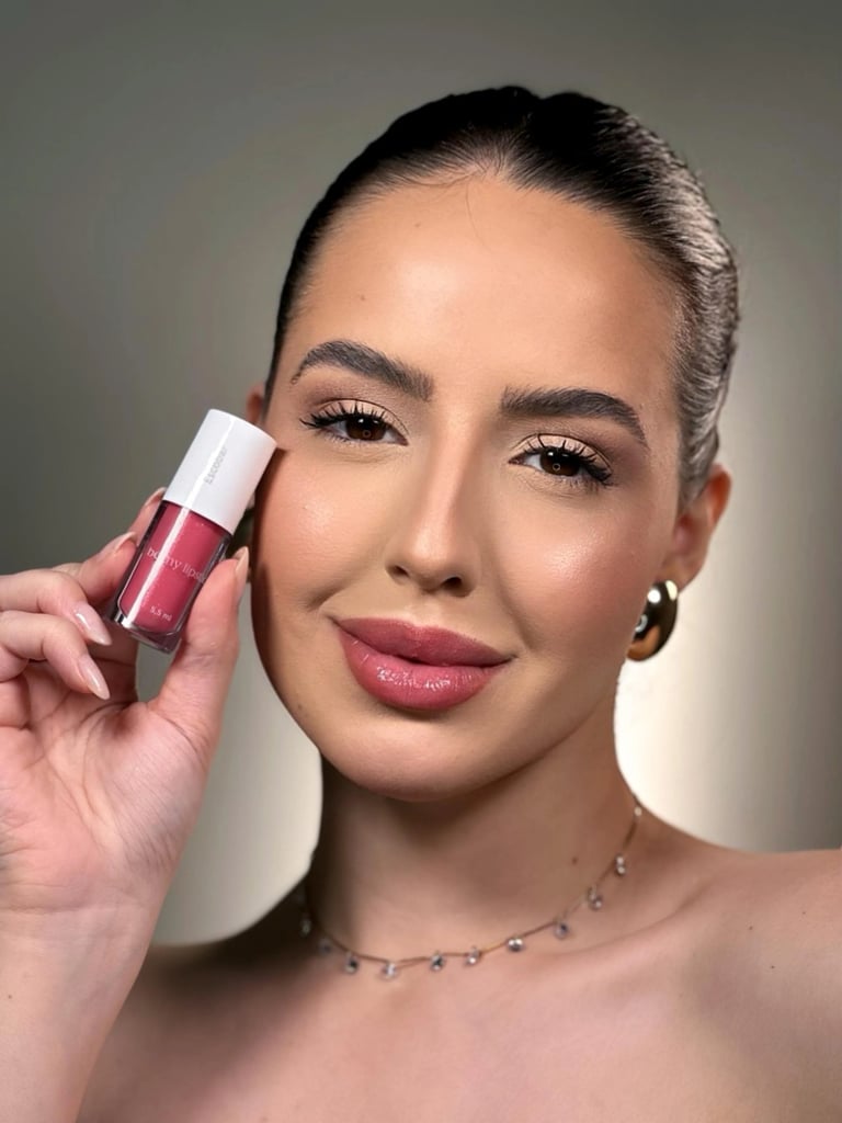 a woman with a pink lip and a lippy