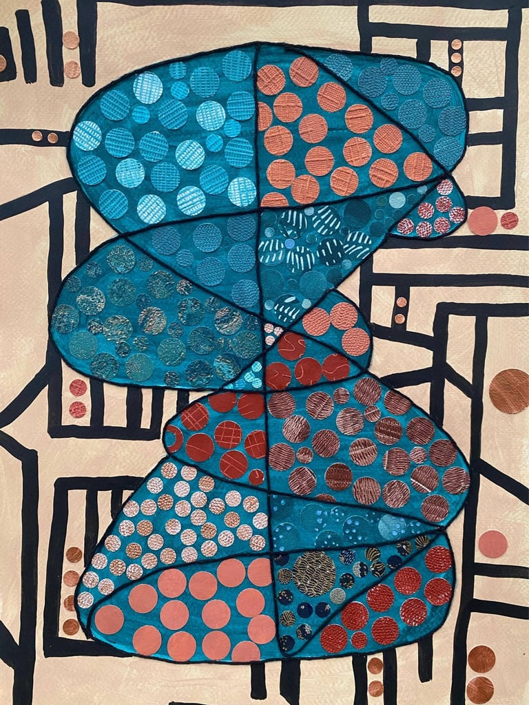 Collage turquoise et marron