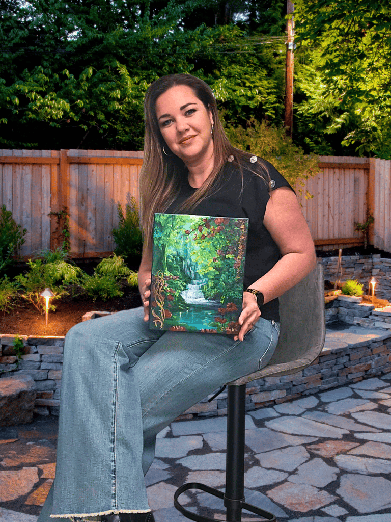 The Forest of Forgotten Dreams, Mystical Landscape Painting with Waterfalls and Enchanted Forest