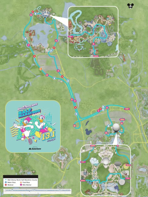 2023 runDisney Walt Disney World Marathon Weekend Half Marathon Course Map