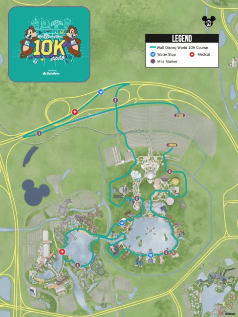 2023 runDisney Walt Disney World Marathon Weekend 10K Course Map