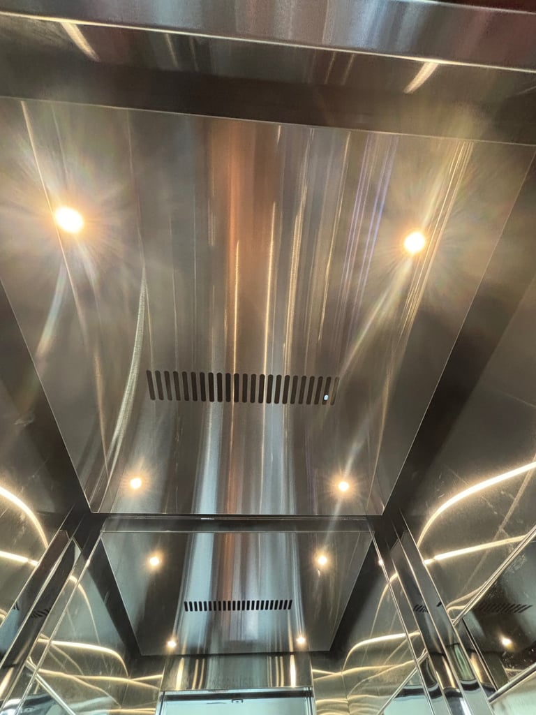Premium home elevator interior with LED ceiling lighting Jaipur project