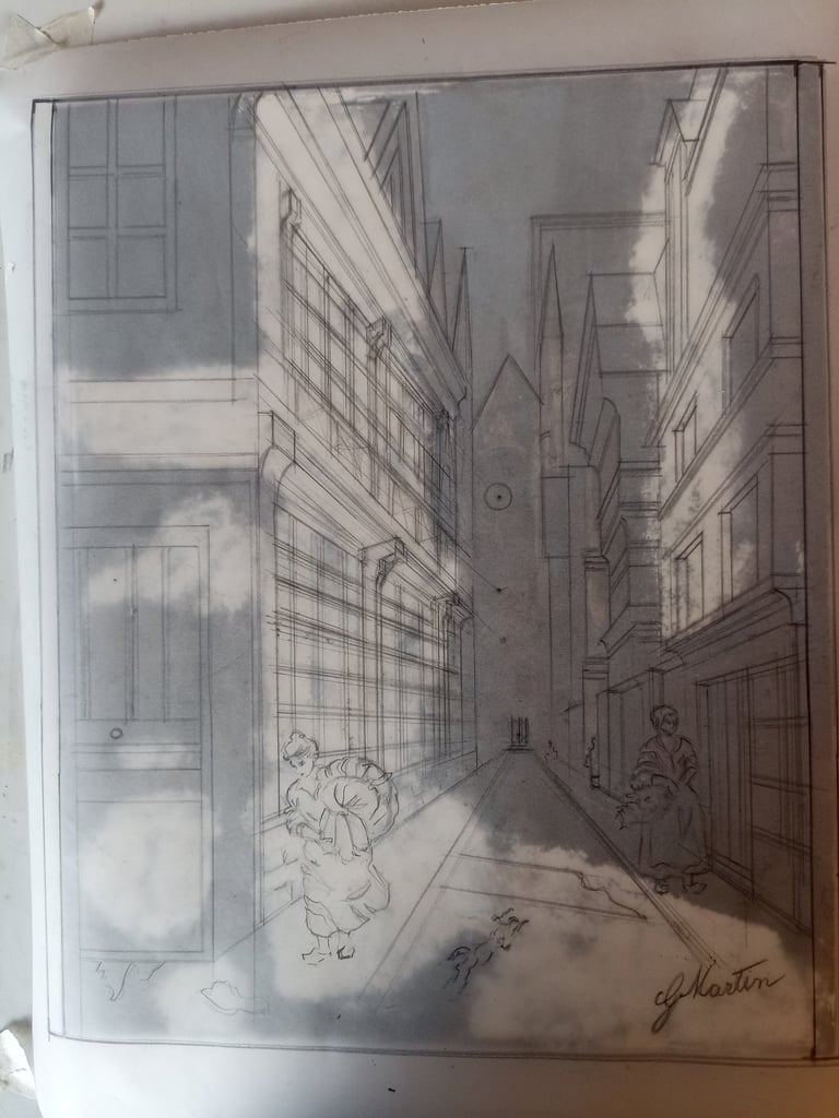 Un calque est posé sur le tableau à restaurer.